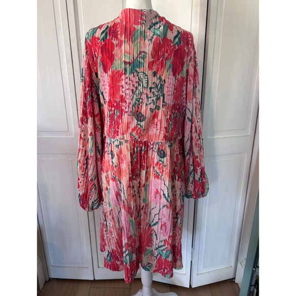 H&M Pleated Floral Balloon Sleeve Wrap Dress - Size XL - Picture 5 of 10